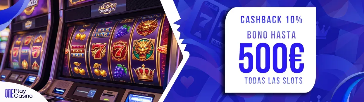 Cashback slots One-Play 15% semanal 0x wagering